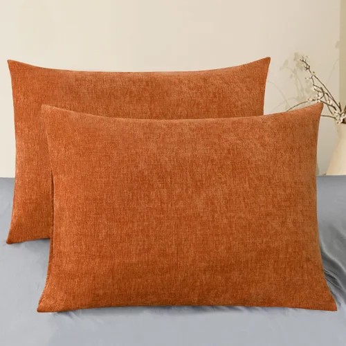 Vista 36 de CaliTime - Paquete de 2 fundas de almohada acogedoras para sofá, decoración del hogar, felpilla suave teñida sólida, 16 x 16 pulgadas, marrón Marrón