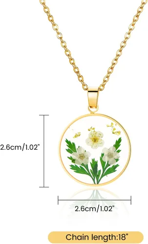 Vista 126 de Pressed Flower Necklace Gift for Women Personalized Handmade Necklaces Birth Flower Necklace