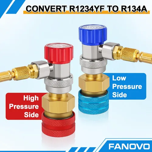 Vista 2 de Kit de adaptador R1234yf a R134a, R1234yf a R134a adaptadores de acoplador rápido de lado alto y bajo, adaptador R134a a R1234yf, kit de acopladores