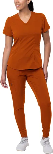 Vista 31 de Adar Pro - Conjunto de uniforme médico atlético moderno para mujer Tela elástica en 4 direcciones, resistente al olor y a las arrugas, ajuste a