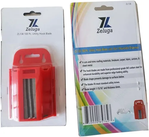 Vista 4 de Zeluga 19-138 100 Pc. SK2 - Cuchilla de gancho de acero con dispensador de montaje en pared