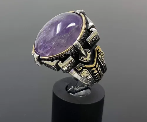 Vista 3 de Anillo grande de plata de ley 925 k para hombre