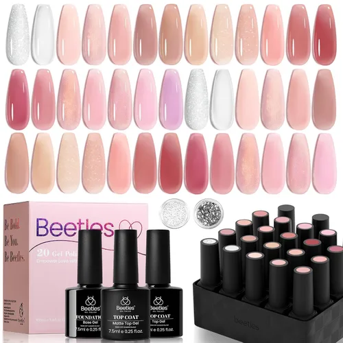 Vista 12 de Juego de esmalte de uñas de gel Beetles Cat Eye - 24 piezas, 20 colores de esmalte de uñas de gel con brillantina, cambia de color oscuro, kit