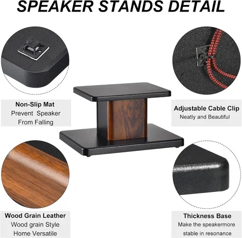 Vista 3 de MECCANIXITY Soportes de madera para altavoces, paquete de 2 soportes universales de 5.9 pulgadas (5.9 in) para altavoces ahuecados, audio, escucha