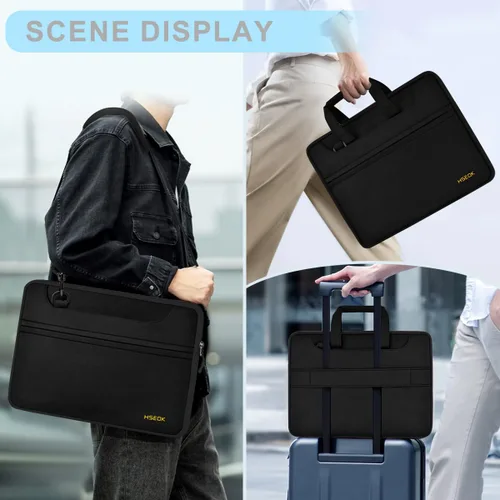 Vista 2 de Funda para laptop de 13.3 pulgadas con correa para el hombro, maletín delgado para computadora con correa compatible con MacBook Air/Pro 13/Pro 14