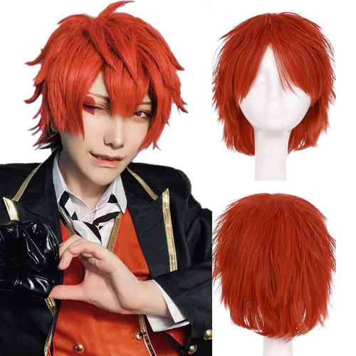 Vista 7 de S-noilite Unisex Short Cosplay Black Hair Wig Women Men Male Fluffy Straight Pixie Wigs for Cartoon Anime Comic-cons Party Halloween Costume Black