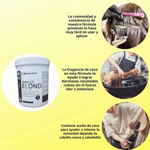 Vista 6 de Tina de 1.1 libra (17.6 onzas) Perfect Blond Extra Strength Professional Tinte para el cabello decolorante para el cabello - Hecho en Italia azul