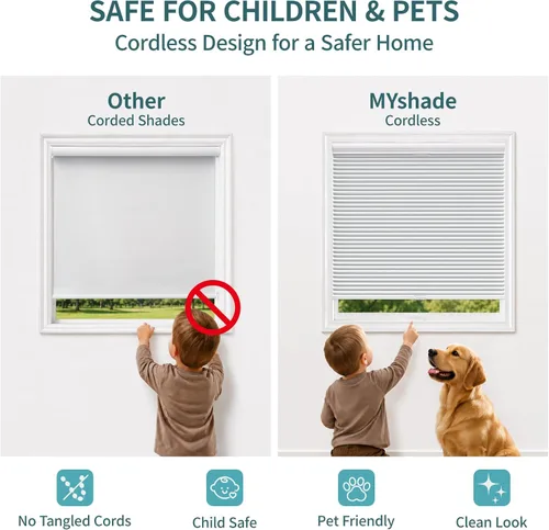 Vista 4 de MYshade Persianas Celulares Personalizadas de Arriba Hacia Abajo y de Abajo Hacia Arriba Opacas Persiana de Ventana Sin Cordón Persianas y Cortinas