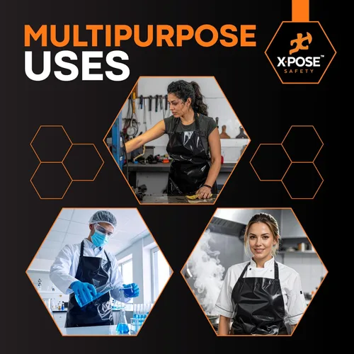 Vista 2 de Xpose Safety Heavy Duty Vinyl Waterproof Aprons, White - For Home, Industrial and Commercial Use - Chemical Resistant