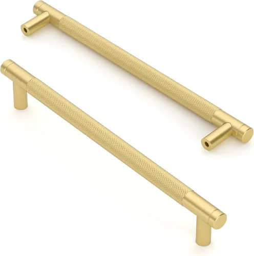 Vista 19 de Asidrama - Paquete de 10 tiradores para gabinete de 3 pulgadas (76mm) de color negro mate y bronce champán, manijas estriadas para gabinete