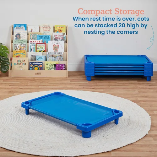 Vista 5 de ECR4Kids Cama/catre estándar para niños pequeños (Paquete de 6), Azul, 1 Breathable mesh, GREENGUARD Gold Certified, 75 lb capacity, space-saving