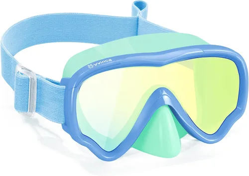 Vista 27 de Vvinca Kids-Goggles with Nose Cover, Diving Mask Elastic Fabric Strap Anti Fog Anti Shattered Lens for Kids Swim Goggles 3-14