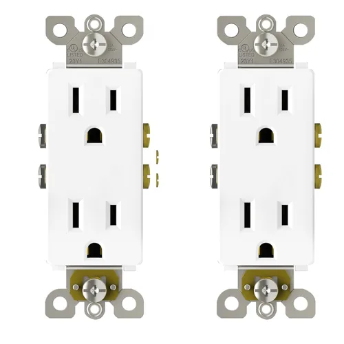 Vista 18 de ThunderWay Toma de corriente decoradora con placa de pared, toma eléctrica no resistente a manipulaciones, 15 amperios/125 V, autoconectada