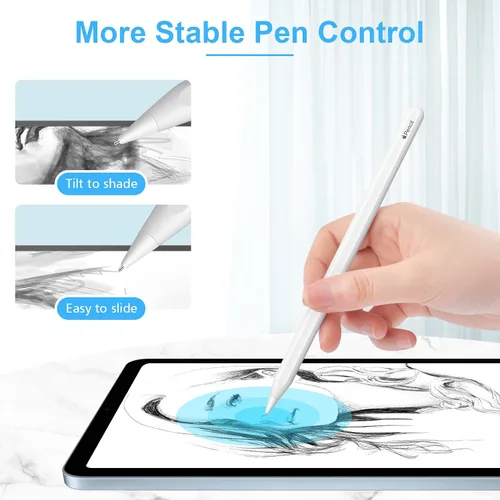 Vista 5 de Digiroot Punta de repuesto mejorada para Apple Pencil Pro/1ª/2ª generación/USB-C y lápiz Logitech, 0.028 in, sin desgaste, punta fina, control 2