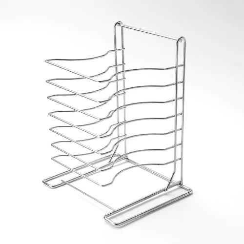 Vista 7 de American Metalcraft 19107 - Estante para pizza de 7 niveles, acero cromado - Montaje en pared o diseño independiente, 15 pulgadas de alto x 10