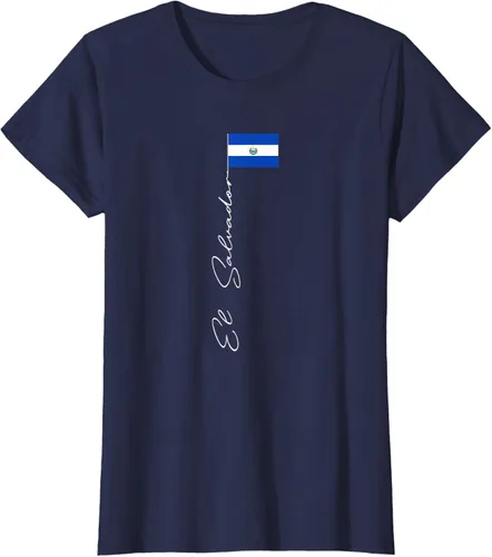 Vista 31 de Camiseta patriótica con bandera de El Salvador, Negro