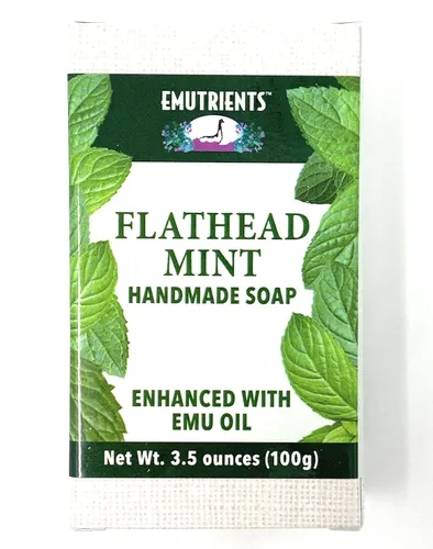 Vista 2 de Montana Emu Ranch - Barra de jabón hecho a mano de menta Flathead de 3.5 onzas - Hecho con aceite de emú puro