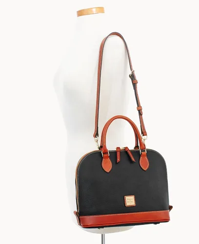 Vista 5 de Dooney & Bourke - Bolso con cremallera para mujer, de cuero flor con textura granulada, grande y con correa ajustable y extraíble para el hombro