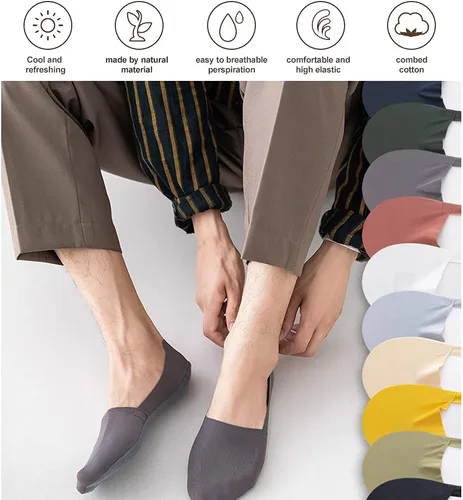 Vista 4 de fidragon Calcetines invisibles para mujer, de corte bajo, invisibles para zapatos planos y de vestir, calcetines con agarre antideslizante