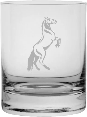 Vista 2 de Abaco Barb - Vaso de whisky con temática de caballo grabado (10.25 onzas)