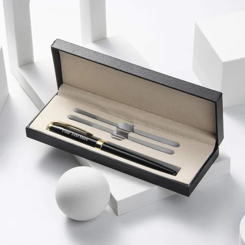Vista 2 de Bolígrafos personalizados, bolígrafo personalizado con estuche, regalo grabado para hombres, mujeres, profesores, color dorado