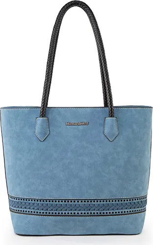 Vista 13 de Montana West Bolsas Tote Tejidas para Mujeres, Carteras y Bolsos de Mano con Bolsillo Trasero con Cremallera *Tejido negro
