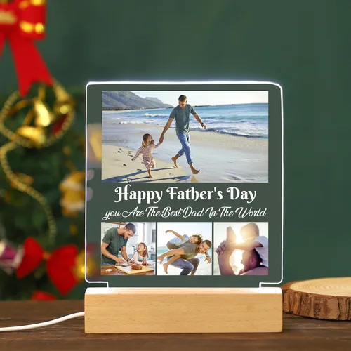 Vista 4 de WSYEAR Regalos Personalizados del Día del Padre y Cumpleaños para Papá de Esposa e Hija, Regalos Personalizados para Papá de Hijo e Hijos, Placa