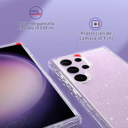 Vista 7 de ULAK Compatible con Funda para Samsung Galaxy S23 Ultra 5G, Resistente de Servicio Pesado a Prueba de Golpes Híbrida Parachoques de TPU Suave Brillo