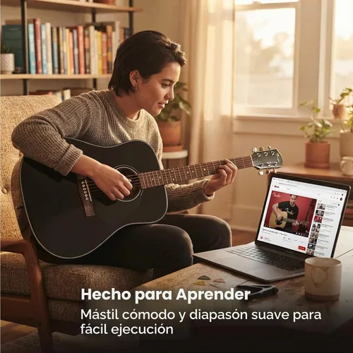 Vista 6 de Fender CD-60 Dreadnought - Guitarra acústica - Paquete negro con estuche duro, correa, afinador, cuerdas, púas, libro de instrucciones, lecciones