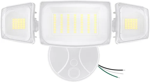 Vista 10 de Olafus Luces de inundación de 55 W para exteriores, luces LED de seguridad de 5500 LM, luz de inundación exterior de 6500 K con 3 cabezales Marrón
