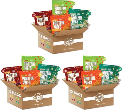 Vista 18 de Twin Peaks Inflados de Proteína - (Ajo Parmesano), Apto para Dieta Cetogénica, Refrigerio Bajo en Carbohidratos