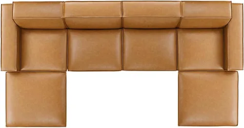 Vista 4 de Modway Restore - Sofá seccional de cuero vegano de 6 piezas en color marrón