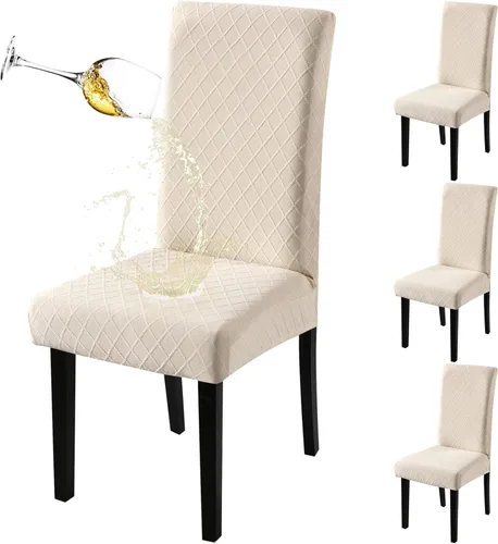 Vista 36 de Fuloon Paquete de 4 Fundas Protectoras para Asientos de Sillas de Comedor Super Ajustadas Elásticas Extraíbles Lavables Cortas para Hotel, Comedor