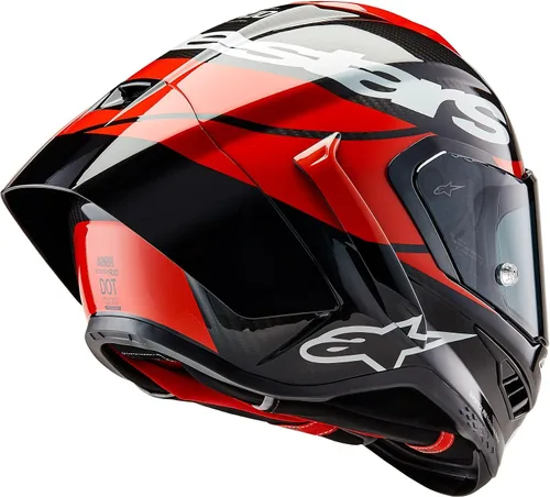 Vista 2 de Alpinestars Casco Supertech R10 Element, de fibra de carbono, diseño aerodinámico de cara completa, ventilación y seguridad, certificado DOT y ECE