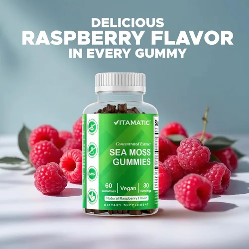 Vista 5 de Vitamatic Gomitas de musgo marino irlandés con vejiga y raíz de bardana, suplemento de extracto botánico, vegano, sin OMG, 60 unidades, paquete de 2