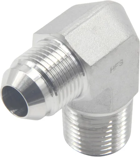 Vista 9 de HFS (R) 3/8" macho NPT a 3/8" macho JIC codo 90° Flare tubería de acero inoxidable 304 (3/8" MNPT x 3/8" MJIC)