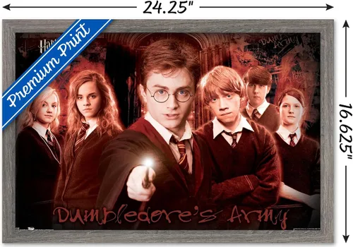 Vista 3 de Harry Potter y la orden del fénix - Póster de pared grupal, 22.4 pulgadas de largo x 14.7 pulgadas, versión enmarcada en madera de granero