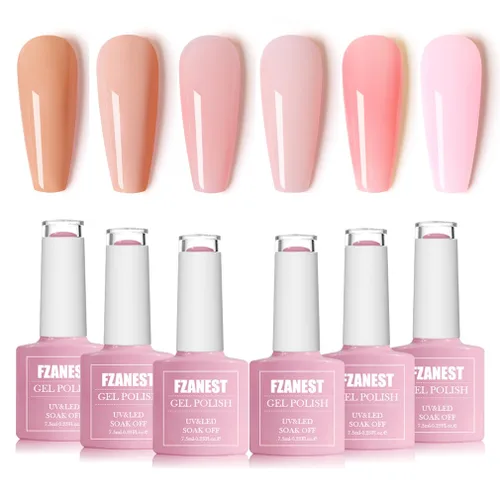 Vista 7 de FZANEST Esmalte de uñas en gel con purpurina LED UV, color brillante removible, arte de uñas (oro diamante claro)