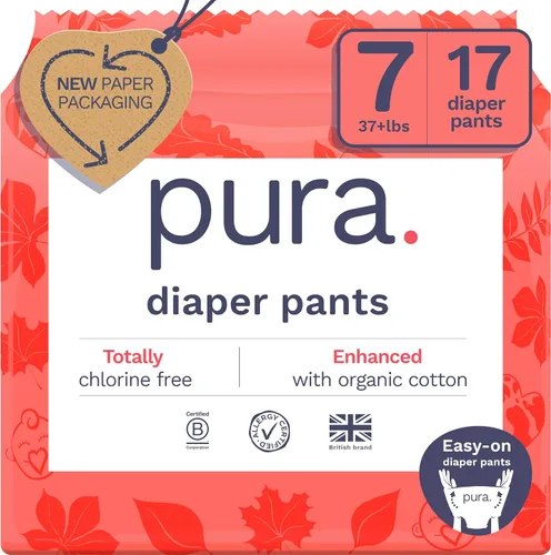Vista 16 de Pura Pantalones de pañales de 360° talla 4 (20-33 libras) 63 veces elásticos para la noche, protección contra fugas de 12 horas durante la noche