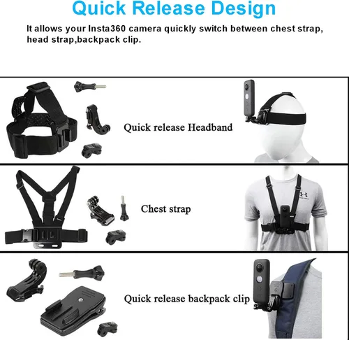 Vista 2 de PellKing Kit de accesorios para Insta360 One X5/X4/X3/X2/X, tercera versión de soporte para cuello para collar de video, nuevo soporte de correa