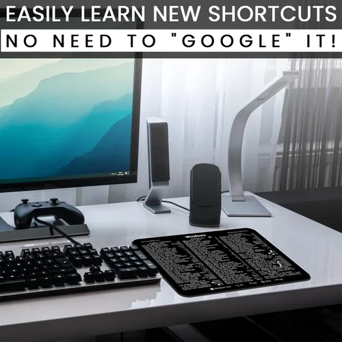 Vista 3 de Synerlogic Windows 10/11 Ultimate Keyboard Shortcut Guía de referencia Mousepad V2.0 (negro)
