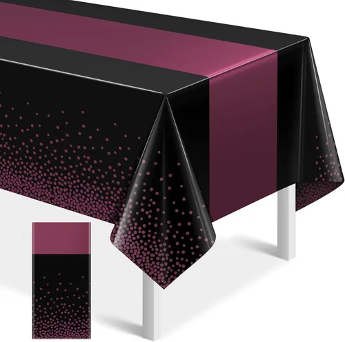 Vista 54 de MASHAN 1 mantel negro y azul para decoración de fiesta, mantel de plástico negro impreso azul, funda rectangular desechable para cumpleaños, boda