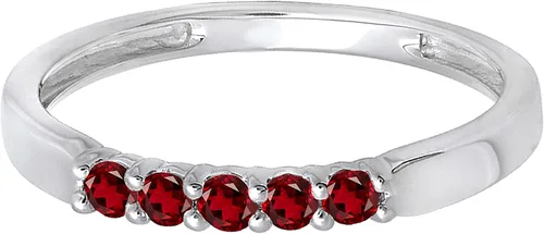 Vista 18 de Dazzlingrock Collection Anillo de boda redondo de 5 piedras preciosas o diamantes para mujer en oro macizo de 10 K/14 K/18 K