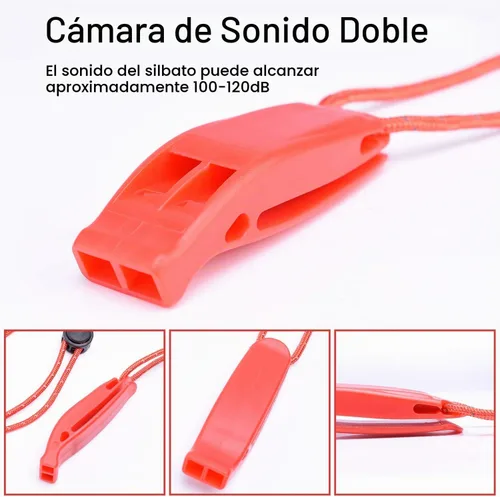 Vista 4 de CooBigo 4Pcs Emergency Whistles, Loud Shrill Safety Whistle with Reflective Lanyard for Climbing Hiking Camping Boat Kayak 4 silbatos negros