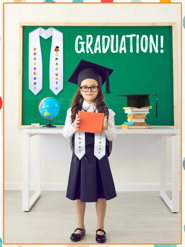 Vista 7 de Geyoga Bufandas de estola de graduación preescolar para niños y niñas 2025 para jardín de infantes, unisex, estampada, estola de graduación