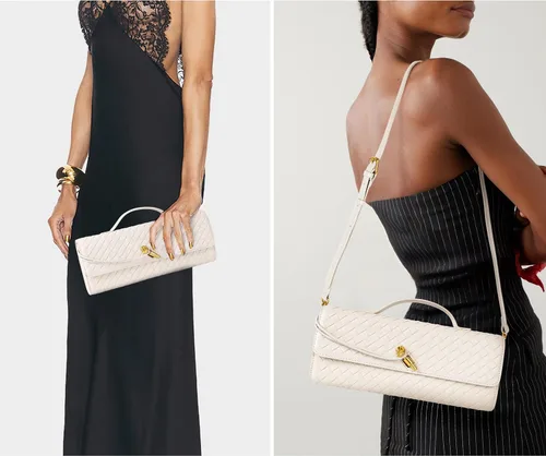 Vista 2 de Joryin Bolso tejido para mujer, bolso de mano de cuero tejido, bolso cruzado, bolso formal de noche, cuero vegano