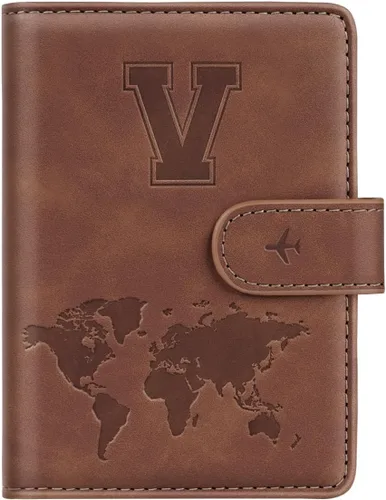Vista 64 de Funda para Pasaporte Personalizada con Letra de la A a la Z, Billetera de Viaje con Bloqueo RFID, Funda para Pasaporte, Estuche para Pasaporte