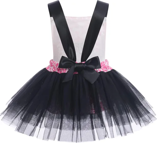 Vista 31 de IBTOM CASTLE Vestido de princesa tutú para niña pequeña con estampado de leopardo, dona, ratón, vestido de princesa con funda para pañales, conjunto