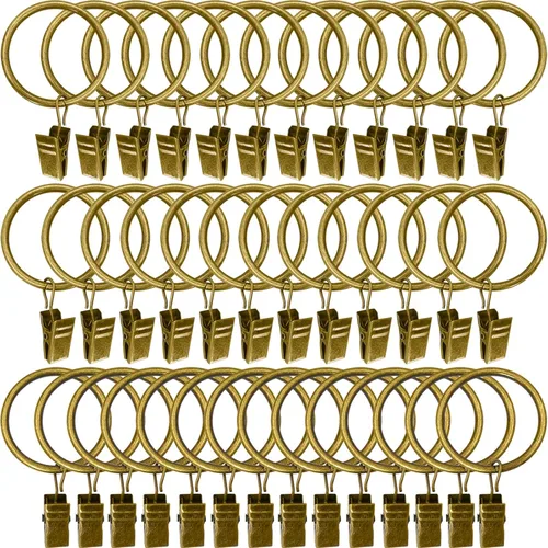 Vista 20 de WeeksEight Paquete de 44 anillos de cortina negros con clips, ganchos de cortina, ganchos de clip para colgar cortinas, lazos, sombreros, anillos
