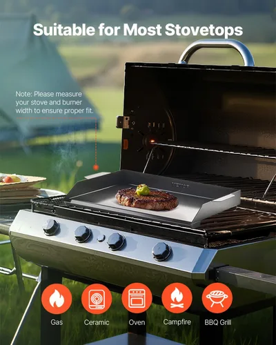 Vista 6 de VEVOR Plancha de Acero al Carbono, Plancha Plana Universal Rectangular de 20x16 Pulgadas, Plancha de Parrilla de Gas para Barbacoa, Teppanyaki